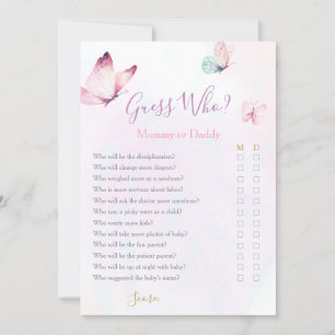 Butterfly Mama of Daddy Baby shower spel Kaart