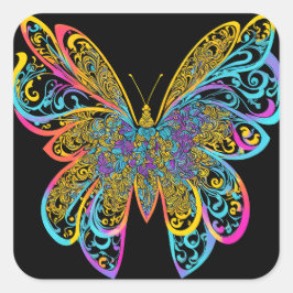 BUTTERFLY MANDALA ART FOR SPIRITUEEL MEDITATION VIERKANTE STICKER