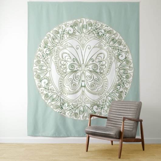 Butterfly Mandala - Bosbouw Wandkleed (In situ)