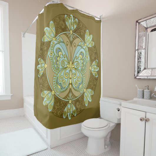Butterfly Mandala - Shower Curtain Douchegordijn (In situ)