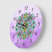 Butterfly Mandala Whimsical Hand Drawn  Grote Klok (Hoek)