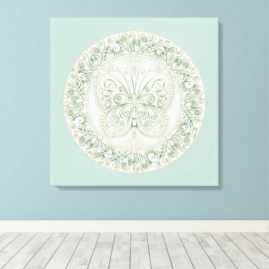 Butterfly Mandala - Wrapped Canvas (Insitu (Houten vloer))