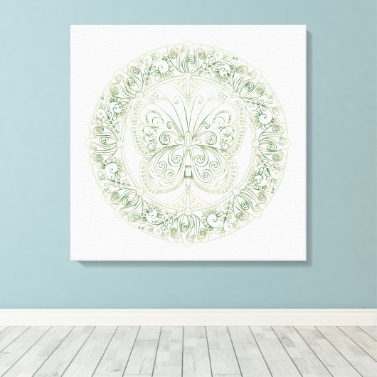 Butterfly Mandala - Wrapped Canvas (Insitu (Houten vloer))