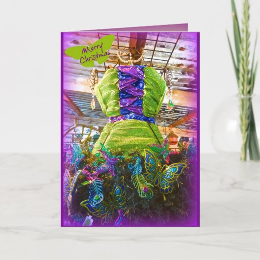 Butterfly Mannequin Dress Form kerstboom Feestdagen Kaart (Voorkant)