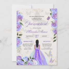 Butterfly Mariposa Iridescent Paars Quinceanera Kaart
