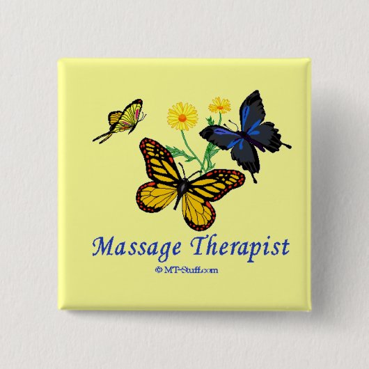 Butterfly Massage Therapist Vierkante Button 5,1 Cm (Voorkant)