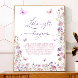 Butterfly Meadow Baby shower Late Night Luiers Poster