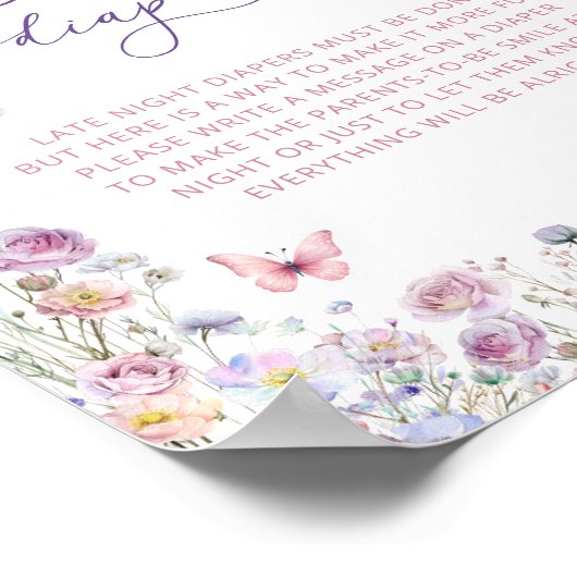 Butterfly Meadow Baby shower Late Night Luiers Poster (Hoek)