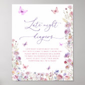 Butterfly Meadow Baby shower Late Night Luiers Poster (Voorkant)