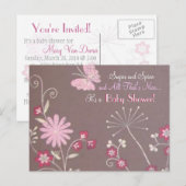 Butterfly Meadow Baby shower Uitnodigen Uitnodiging Briefkaart (Voorkant / Achterkant)