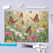Butterfly Meadow Seamless Pattern Vibrant Flowers Tissuepapier (Craft)