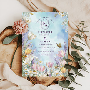 Butterfly Meadow Spring Floral Wedding Kaart