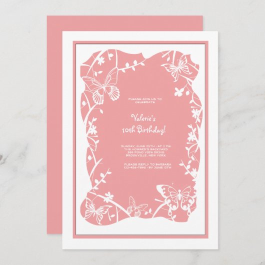 Butterfly Meadow Uitnodiging (Voorkant / Achterkant)