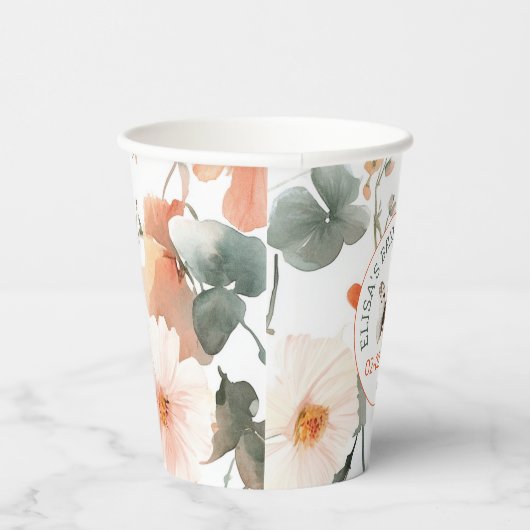 Butterfly Meadow Waterverf CUSTOM Vrijgezellenfees Papieren Bekers (Rechts)