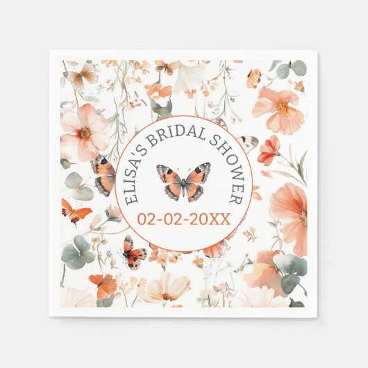 Butterfly Meadow Waterverf CUSTOM Vrijgezellenfees Servet (Voorkant)