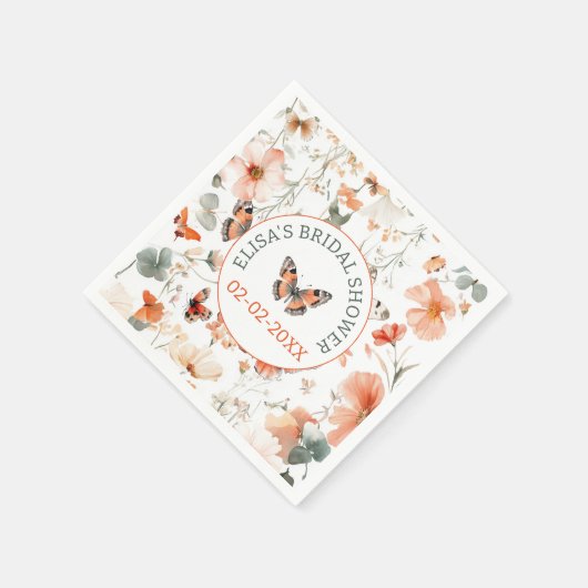 Butterfly Meadow Waterverf CUSTOM Vrijgezellenfees Servet (Hoek)