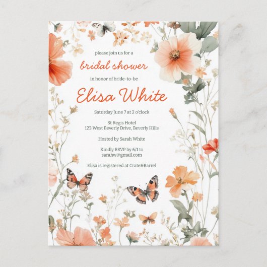 Butterfly Meadow Waterverf Vrijgezellenfeest CUSTO Briefkaart (Voorkant)