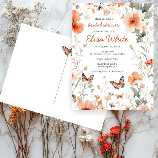 Butterfly Meadow Waterverf Vrijgezellenfeest CUSTO Briefkaart