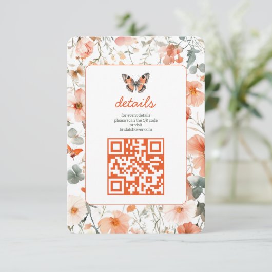 Butterfly Meadow Waterverf Vrijgezellenfeest CUSTO Informatiekaartje (Staand voorkant)