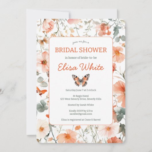 Butterfly Meadow Waterverf Vrijgezellenfeest CUSTO Kaart (Voorkant)