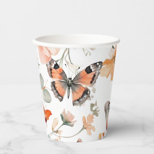 Butterfly Meadow Waterverf  Vrijgezellenfeest Papieren Bekers (Voorkant)