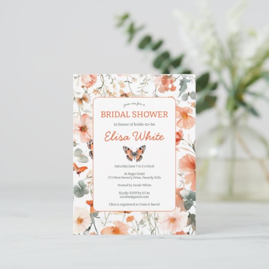 Butterfly Meadow Waterverf Vrijgezellenfeest Party Briefkaart (Staand voorkant)