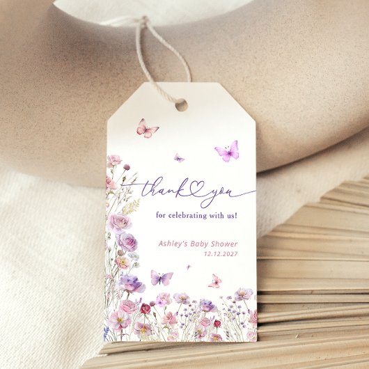 Butterfly Meadow Wildflower Baby shower Dank u Cadeaulabel