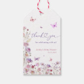 Butterfly Meadow Wildflower Baby shower Dank u Cadeaulabel (Voorkant)