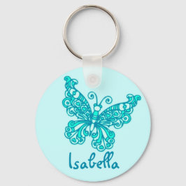 Butterfly meisjes aqua blue name sleutelhanger