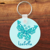Butterfly meisjes aqua blue name sleutelhanger (Voorkant)