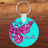 Butterfly meisjes aqua roze naam sleutelhanger (Voorkant)