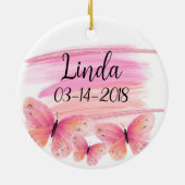 Butterfly Memorial Glitter Floral Poem Keramisch Ornament (Achterkant)