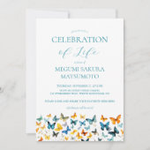 Butterfly Memorial Invitation - Blauwgroen terug Kaart (Voorkant)
