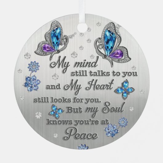 Butterfly Memorial Mijn geest praat nog steeds met Metalen Ornament (Achterkant)