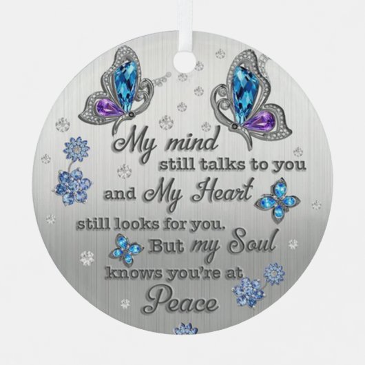 Butterfly Memorial Mijn geest praat nog steeds met Metalen Ornament (Voorkant)