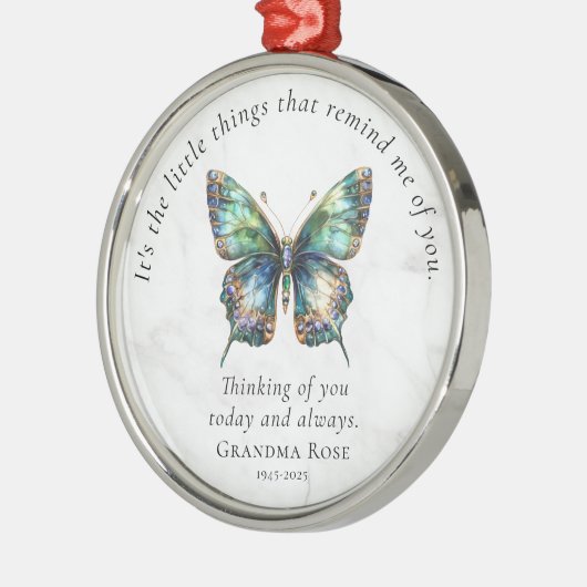 Butterfly Memorial Personalized Sympathy  Metalen Ornament (Links)