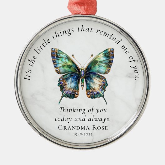Butterfly Memorial Personalized Sympathy  Metalen Ornament (Voorkant)