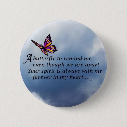 Butterfly Memorial Poem Ronde Button 5,7 Cm (Voorkant)