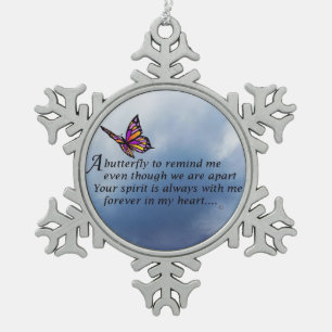 Butterfly Memorial Poem Tin Sneeuwvlok Ornament