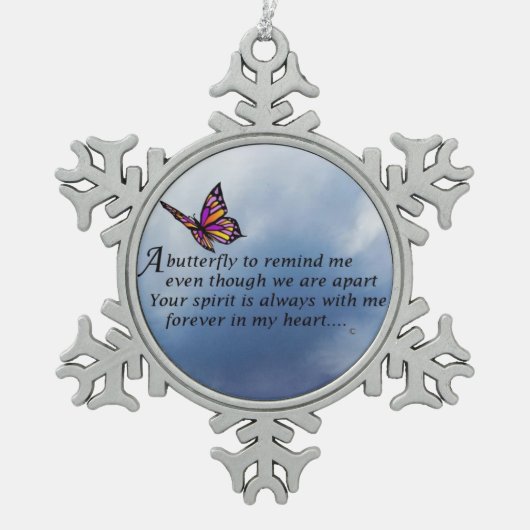 Butterfly Memorial Poem Tin Sneeuwvlok Ornament (Voorkant)