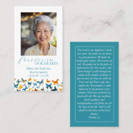 Butterfly Memorial Prayer Kaart - Blauwgroen Terug Visitekaartje