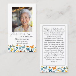 Butterfly Memorial Prayer Kaart - Elegant Zwart Visitekaartje