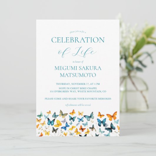 Butterfly Memorial uitnodiging (Staand voorkant)