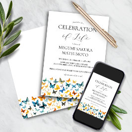 Butterfly Memorial uitnodiging - Elegant Zwart