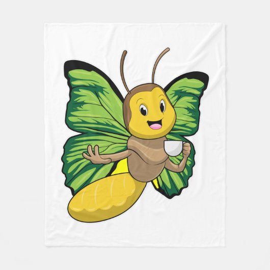 Butterfly met beker koffie fleece deken (Voorkant)