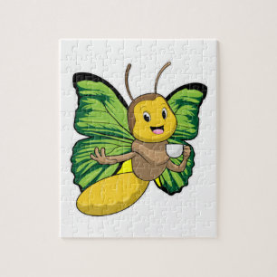 Butterfly met beker koffie legpuzzel