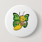 Butterfly met beker koffie ronde button 7,6 cm (Voorkant)