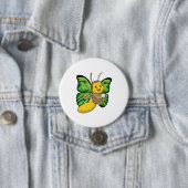Butterfly met beker koffie ronde button 7,6 cm (In situ)