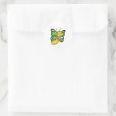 Butterfly met beker koffie ronde sticker (Tas)