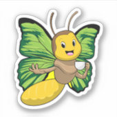Butterfly met beker koffie sticker (Voorkant)